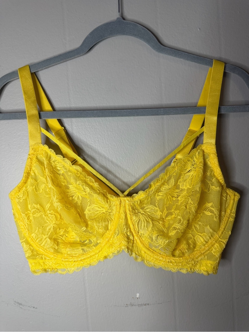 HSIA NWT Yellow Pretty In Petals Unlined Strappy Lace Bra 36DD